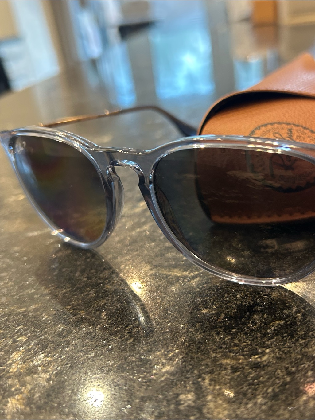 Ray Ban Erika Style Translucent Blue Frame With Polarized Lens Sunglasses